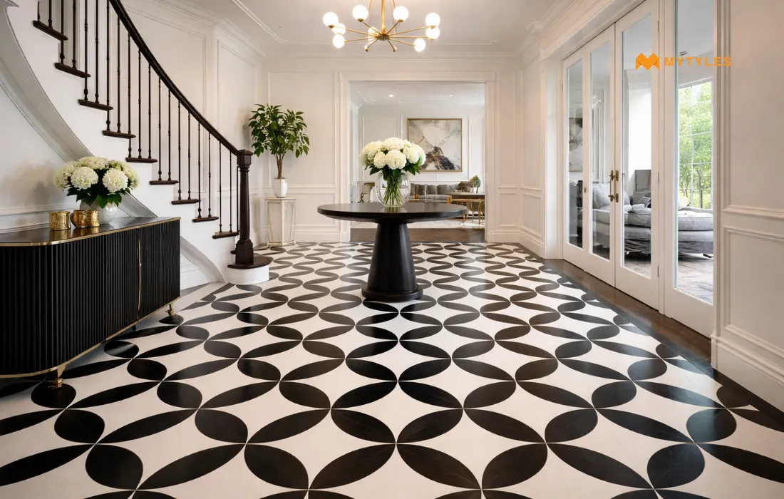 Black and White Tile in Hallway